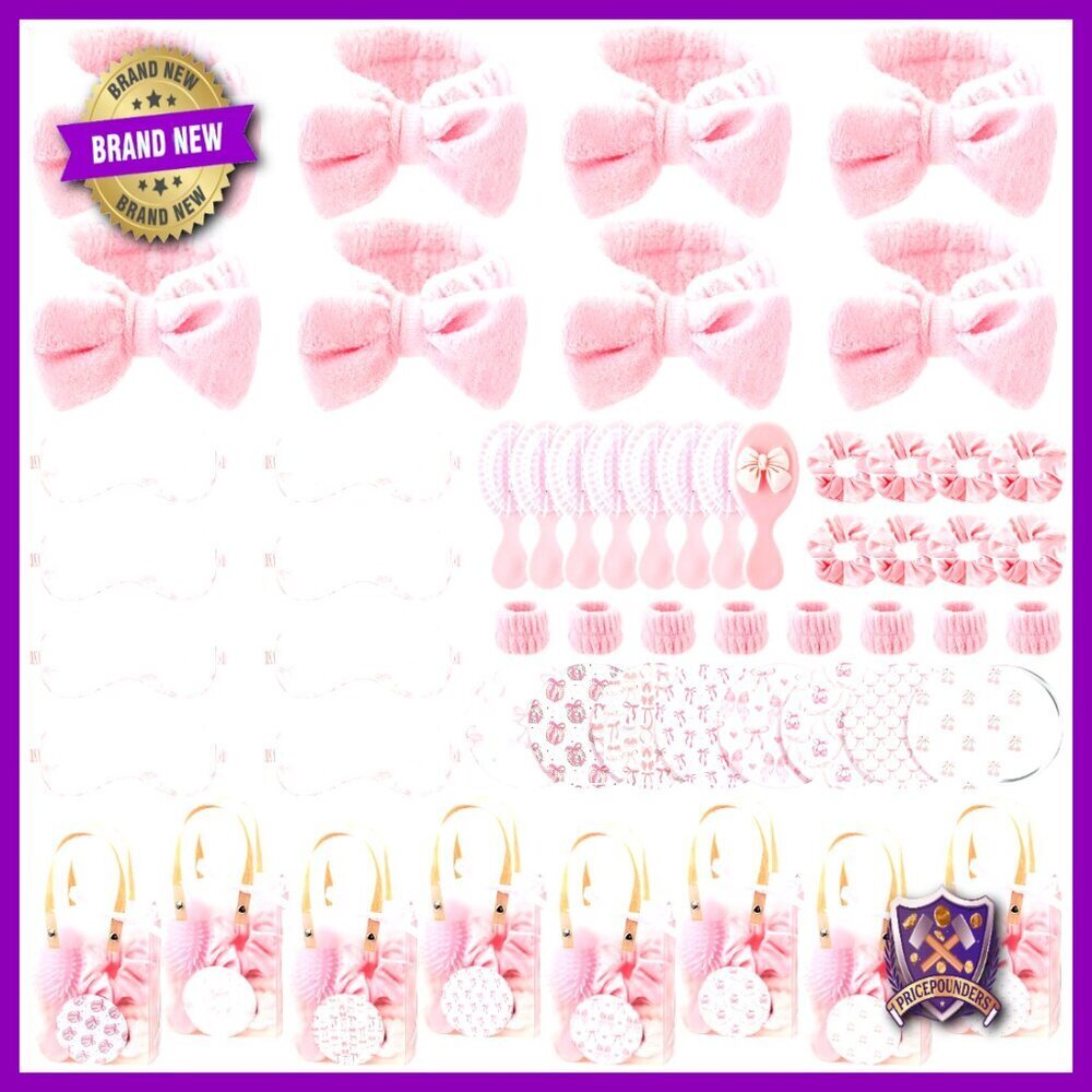 Spa Sleepover Set with Eye Masks Headbands Scrunchie Wristbands Gift Bags